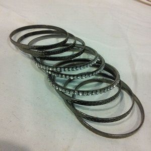 Rhinestone & Metal Bangle Bracelets